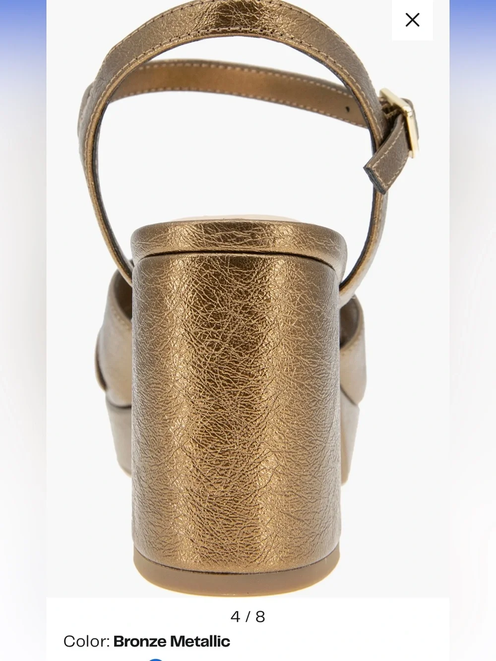 Reeva Ankle Strap Platform Sandal Distressed Metallic Bronze Gold